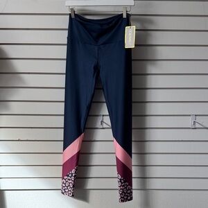 Goldsheep Navy and Pink Patterned Leggings